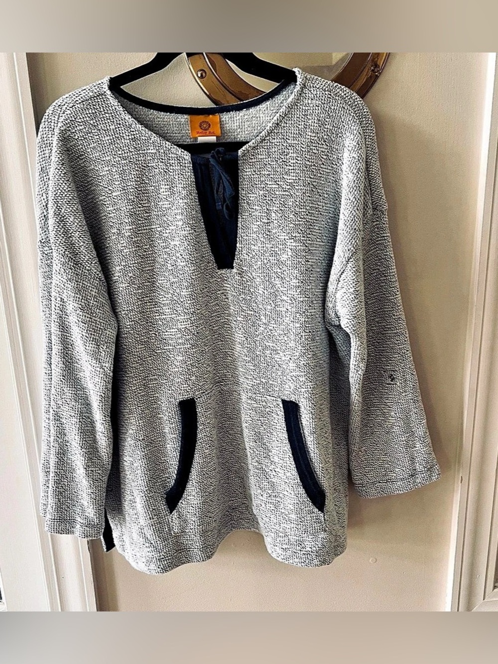 Ruby Rd. Textured Pullover in Gray & Blue XL